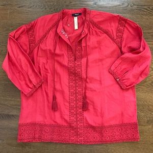 Madewell Large Red embroidered Top